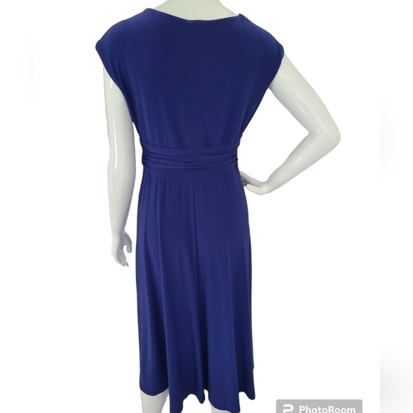 JONES NEW YORK Cobalt Blue Short Sleeve V Neck Midi Dress Size 8 - Picture 3 of 7
